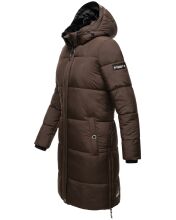 Marikoo Streliziaa ladies long winter quilted jacket fur collar Chocolate-Gr.XS