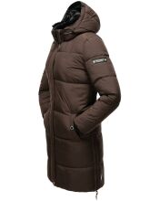 Marikoo Streliziaa ladies long winter quilted jacket fur collar Chocolate-Gr.XS