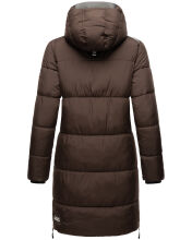 Marikoo Streliziaa ladies long winter quilted jacket fur collar Chocolate-Gr.XS