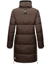 Marikoo Streliziaa ladies long winter quilted jacket fur collar Chocolate-Gr.XS