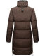 Marikoo Streliziaa ladies long winter quilted jacket fur collar Chocolate-Gr.XS