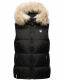 Marikoo Eisflöckchen ladies winter quilted vest with fur collar Schwarz-Gr.XS