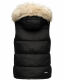 Marikoo Eisflöckchen ladies winter quilted vest with fur collar Schwarz-Gr.XS