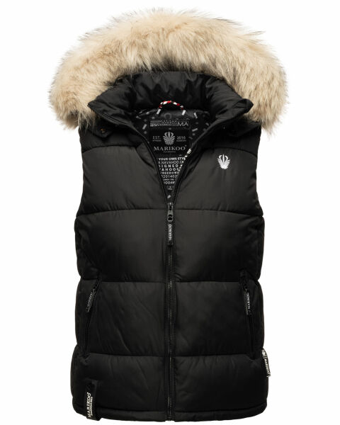 Marikoo Eisflöckchen ladies winter quilted vest with fur collar Schwarz-Gr.XXL