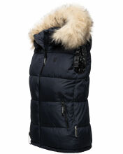 Marikoo Eisflöckchen ladies winter quilted vest with fur collar Navy-Gr.XS