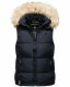 Marikoo Eisflöckchen Damen Winter Steppweste mit Fellkragen Navy XL - Gr. 42