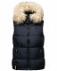 Marikoo Eisflöckchen Damen Winter Steppweste mit Fellkragen Navy XL - Gr. 42