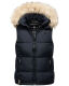 Marikoo Eisflöckchen ladies winter quilted vest with fur collar Navy-Gr.XXL