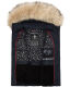 Marikoo Eisflöckchen ladies winter quilted vest with fur collar Navy-Gr.XXL