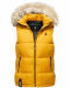 Marikoo Eisflöckchen Damen Winter Steppweste mit Fellkragen Gelb XS - Gr. 34