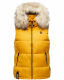 Marikoo Eisflöckchen Damen Winter Steppweste mit Fellkragen Gelb XS - Gr. 34