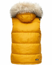 Marikoo Eisflöckchen Damen Winter Steppweste mit Fellkragen Gelb XL - Gr. 42