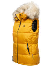 Marikoo Eisflöckchen Damen Winter Steppweste mit Fellkragen Gelb XXL - Gr. 44