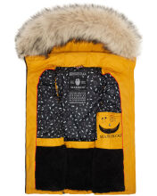 Marikoo Eisflöckchen Damen Winter Steppweste mit Fellkragen Gelb XXL - Gr. 44
