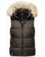 Marikoo Eisflöckchen Damen Winter Steppweste mit Fellkragen Anthrazit XS - Gr. 34