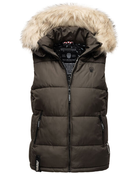 Marikoo Eisflöckchen ladies winter quilted vest with fur collar Anthrazit-Gr.XL