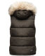 Marikoo Eisflöckchen ladies winter quilted vest with fur collar Anthrazit-Gr.XL
