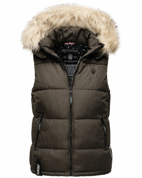 Marikoo Eisflöckchen Damen Winter Steppweste mit Fellkragen Anthrazit XXL - Gr. 44