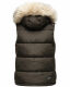 Marikoo Eisflöckchen Damen Winter Steppweste mit Fellkragen Anthrazit XXL - Gr. 44