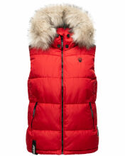 Marikoo Eisflöckchen Damen Winter Steppweste mit Fellkragen Rot XL - Gr. 42