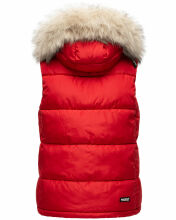 Marikoo Eisflöckchen Damen Winter Steppweste mit Fellkragen Rot XL - Gr. 42