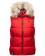 Marikoo Eisflöckchen Damen Winter Steppweste mit Fellkragen Rot XL - Gr. 42