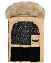 Marikoo Eisflöckchen Damen Winter Steppweste mit Fellkragen Beige XS - Gr. 34