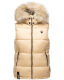 Marikoo Eisflöckchen Damen Winter Steppweste mit Fellkragen Beige XS - Gr. 34