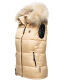 Marikoo Eisflöckchen Damen Winter Steppweste mit Fellkragen Beige XS - Gr. 34