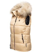 Marikoo Eisflöckchen ladies winter quilted vest with fur collar Beige-Gr.XL