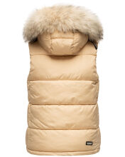 Marikoo Eisflöckchen Damen Winter Steppweste mit Fellkragen Beige XXL - Gr. 44