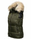 Marikoo Eisflöckchen ladies winter quilted vest with fur collar Olive-Gr.XS