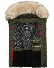 Marikoo Eisflöckchen Damen Winter Steppweste mit Fellkragen Olive XL - Gr. 42