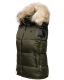 Marikoo Eisflöckchen Damen Winter Steppweste mit Fellkragen Olive XXL - Gr. 44