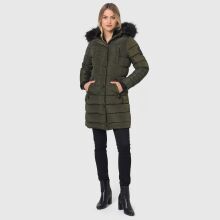 Navahoo Lotusblüte Princess Damen lange Winter Steppjacke Olive-Gr.XL
