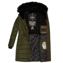 Navahoo Lotusblüte Princess Damen lange Winter Steppjacke Olive-Gr.XL