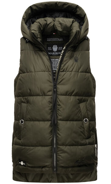 Marikoo Zarinaa Damen Weste Steppweste Ärmellose Jacke Olive-Gr.XL