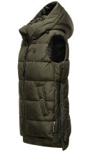 Marikoo Zarinaa Damen Weste Steppweste Ärmellose Jacke Olive-Gr.XL
