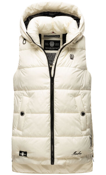 Marikoo Zarinaa Damen Weste Steppweste Ärmellose Jacke Weiss-Gr.XL