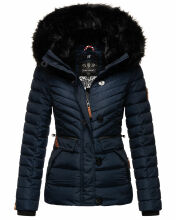 Navahoo Wisteriaa ladies winter hooded quilted jacket with fur collar Navy-Gr.XS
