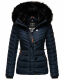 Navahoo Wisteriaa ladies winter hooded quilted jacket with fur collar Navy-Gr.XS