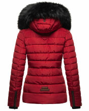 Navahoo Wisteriaa Damen Winter Steppjacke mit Kapuze und Fellkragen Rot XS - Gr. 34