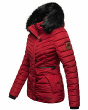 Navahoo Wisteriaa Damen Winter Steppjacke mit Kapuze und Fellkragen Rot XS - Gr. 34