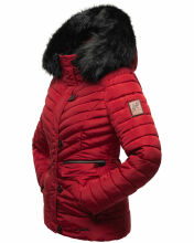 Navahoo Wisteriaa Damen Winter Steppjacke mit Kapuze und Fellkragen Rot XS - Gr. 34