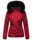 Navahoo Wisteriaa Damen Winter Steppjacke mit Kapuze und Fellkragen Rot XS - Gr. 34