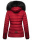 Navahoo Wisteriaa Damen Winter Steppjacke mit Kapuze und Fellkragen Rot XS - Gr. 34