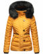Navahoo Wisteriaa Damen Winter Steppjacke mit Kapuze und Fellkragen Gelb XS - Gr. 34