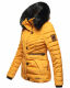 Navahoo Wisteriaa Damen Winter Steppjacke mit Kapuze und Fellkragen Gelb XS - Gr. 34