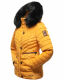 Navahoo Wisteriaa Damen Winter Steppjacke mit Kapuze und Fellkragen Gelb XS - Gr. 34