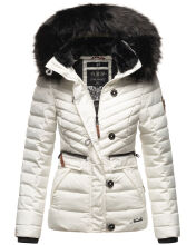 Navahoo Wisteriaa Damen Winter Steppjacke mit Kapuze und Fellkragen Weiss XS - Gr. 34